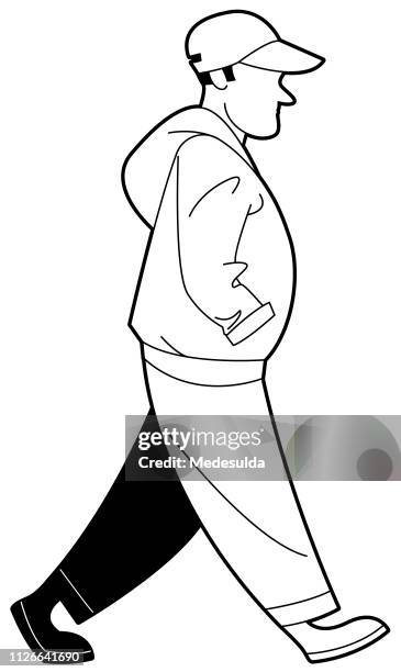 baseball cap man vector - winter exercise black stock illustrations