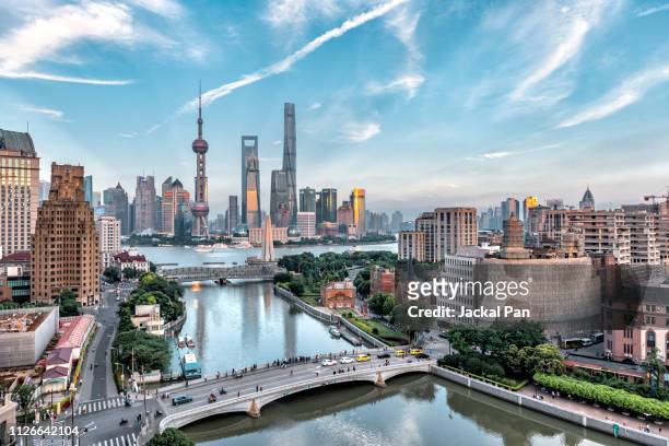 shanghai skyline - shanghai stock pictures, royalty-free photos & images