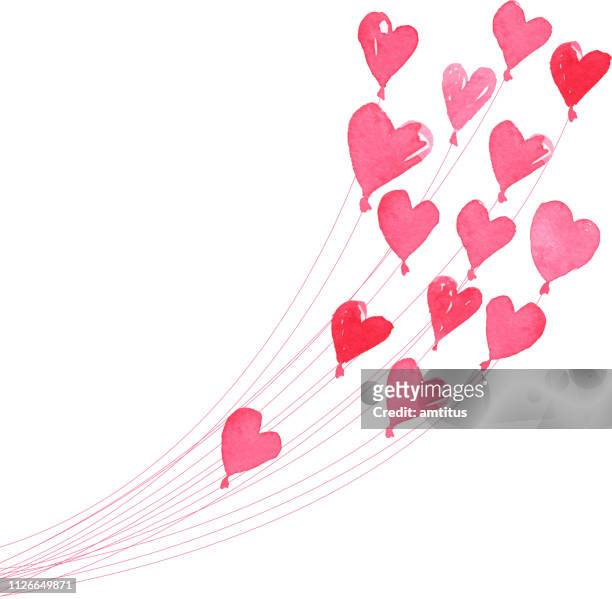 heart balloons - fly spray stock illustrations