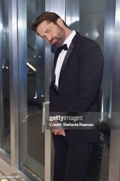 Gerard Butler attends the UCLA IoES honors Barbra Streisand and Gisele Bundchen at the 2019 Hollywood for Science Gala on February 21, 2019 in...