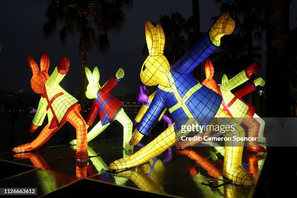 The Rabbit' zodiac lantern by artist Claudia Chan Shaw is illuminated on February 01, 2019 in Sydney, Australia. Sydney Lunar Festival has evolved...