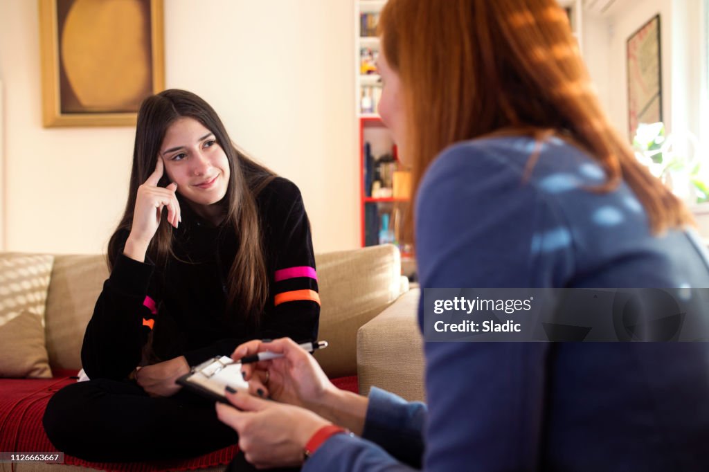 Teenage girl at psychotherapy