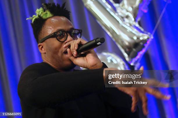 Rapper Kardinal Offishall performs during the 5th Annual Black Arts and Innovation Expo at Toronto's Arcadian Court on February 21, 2019 in Toronto,...