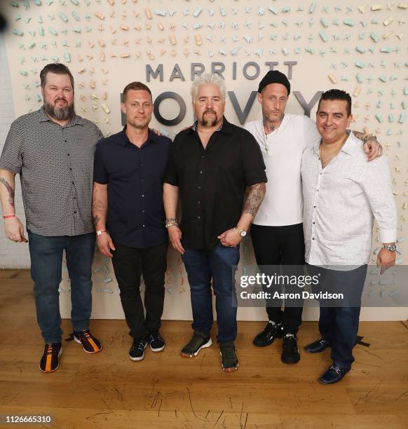 Acclaimed chefs Richard Hales, Bryan Voltaggio, Guy Fieri, Michael Voltaggio, and Buddy Valastro attend the WME Chef Kickoff party presented by...