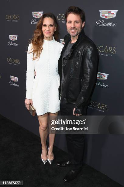 Hilary Swank and Philip Schneider attend the Cadillac Oscar Week Celebration at Chateau Marmont on February 21, 2019 in Los Angeles, California