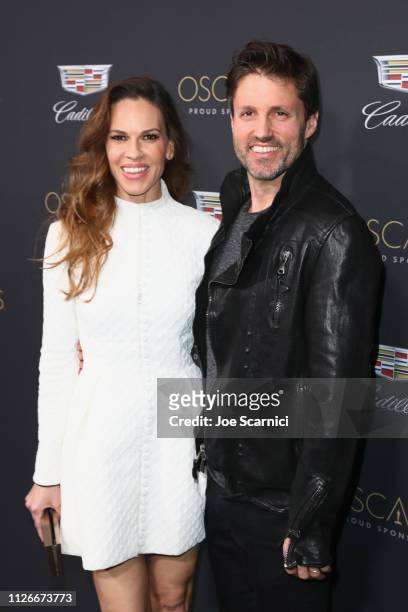 Hilary Swank and Philip Schneider attend the Cadillac Oscar Week Celebration at Chateau Marmont on February 21, 2019 in Los Angeles, California