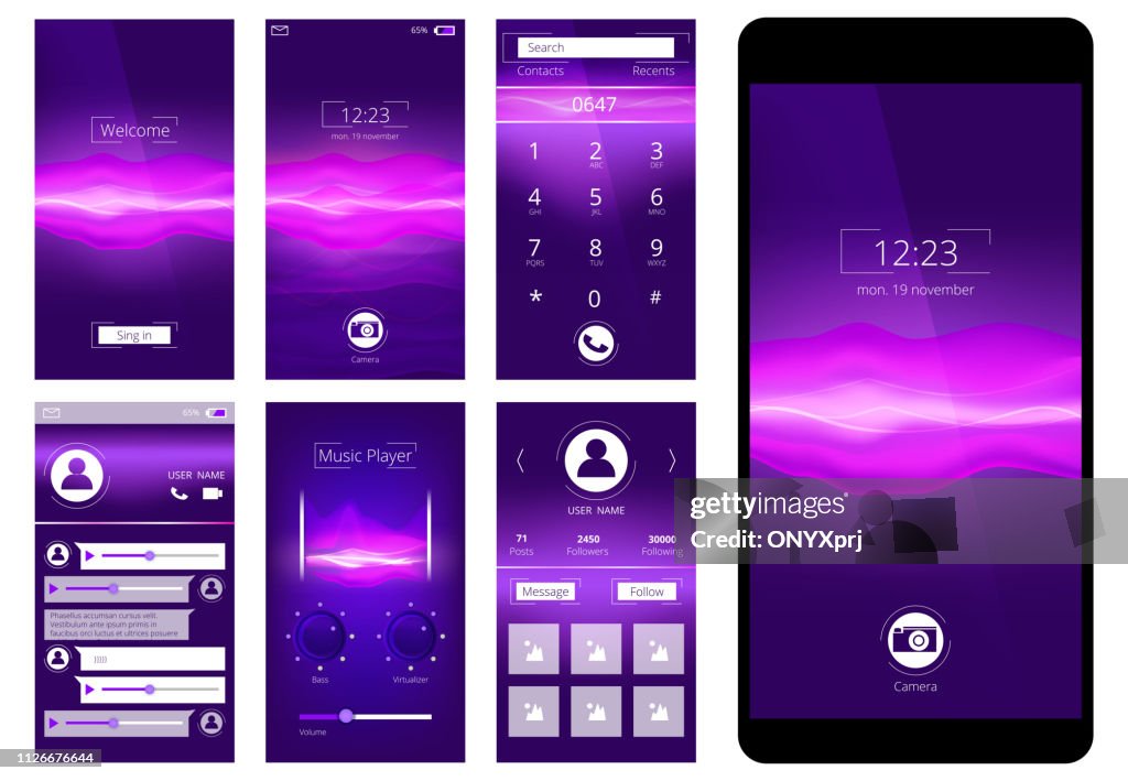 Button Position Mobile Gui Mobile Ui Design Template Interface Of Smartphone Application App ...