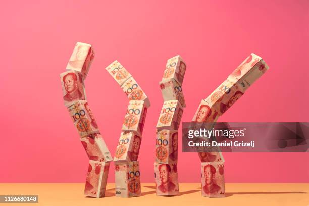 Chinese yuan money notes placed in an organic structure