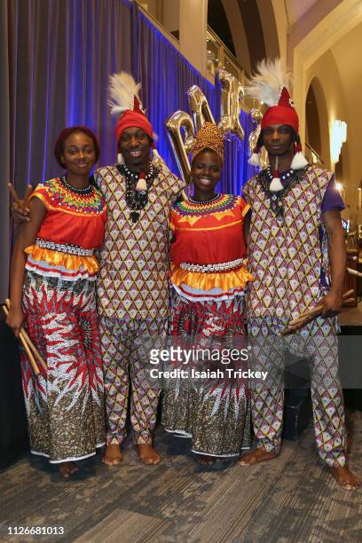 Ijo Vudu Dance International attend the 5th Annual Black Arts & Innovation Expo at Toronto's Arcadian Court on February 21, 2019 in Toronto, Canada.