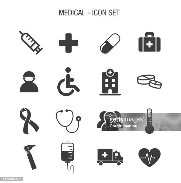 medical icon set - cancer illness stock illustrations