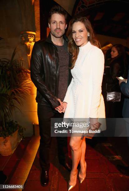 Philip Schneider and Hilary Swank attend the Cadillac Oscar Week Celebration at Chateau Marmont on February 21, 2019 in Los Angeles, California