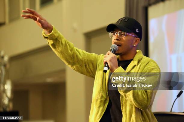 Sage Harris performs at the 5th Annual Black Arts and Innovation Expo at Toronto's Arcadian Court on February 21, 2019 in Toronto, Canada.