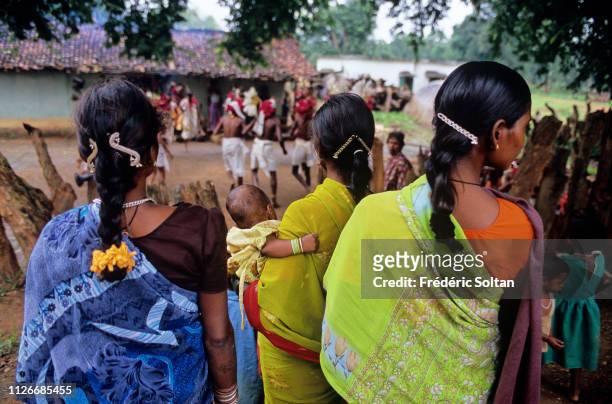 Muria Tribe in Chhattisgarh. Muria preparing a traditional dance in a village in the Bastar District. The Muria are one of the oldest original Indian...