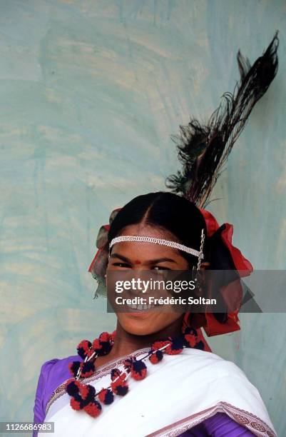 Muria Tribe in Chhattisgarh. Muria preparing a traditional dance in a village in the Bastar District. The Muria are one of the oldest original Indian...