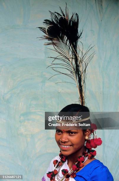 Muria Tribe in Chhattisgarh. Muria preparing a traditional dance in a village in the Bastar District. The Muria are one of the oldest original Indian...