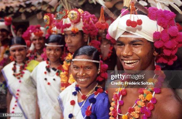 Muria Tribe in Chhattisgarh. Muria preparing a traditional dance in a village in the Bastar District. The Muria are one of the oldest original Indian...