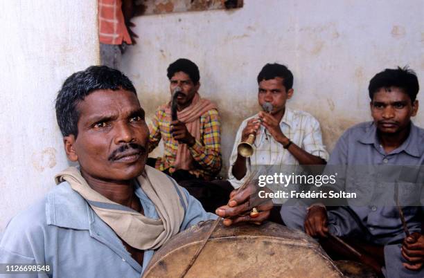 Muria Tribe Festival with the shamans in a trance in Chhattisgarh. The Muria are one of the oldest original Indian tribes, speaking a Dravidian...