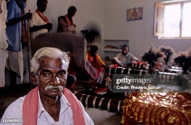 Muria Tribe Festival with the shamans in a trance in Chhattisgarh. The Muria are one of the oldest original Indian tribes, speaking a Dravidian...