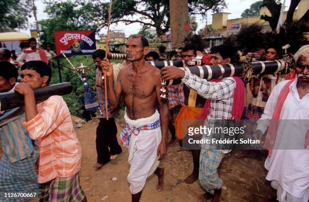 Muria Tribe Festival with the shamans in a trance in Chhattisgarh. The Muria are one of the oldest original Indian tribes, speaking a Dravidian...