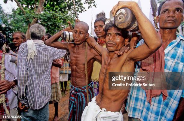 Muria Tribe Festival with the shamans in a trance in Chhattisgarh. The Muria are one of the oldest original Indian tribes, speaking a Dravidian...