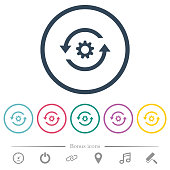 Refresh settings flat color icons in round outlines