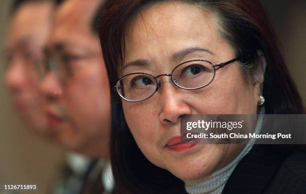 Miriam Lau Kin-yee, Chairwoman of the Select Committee on Building Problems of Public Housing Units, at the Legco Chamber. 22 January 2003