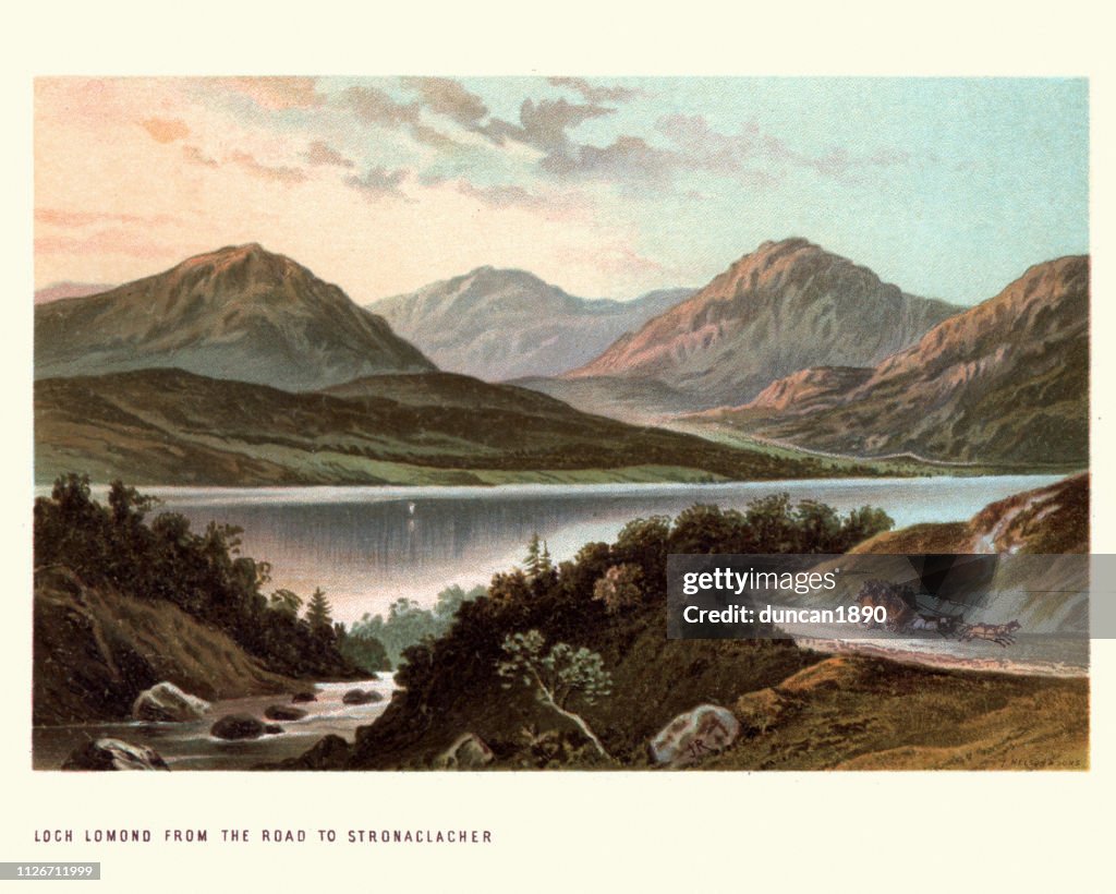 Scottish landscape, Loch Lomond from the road to Stronaclacher