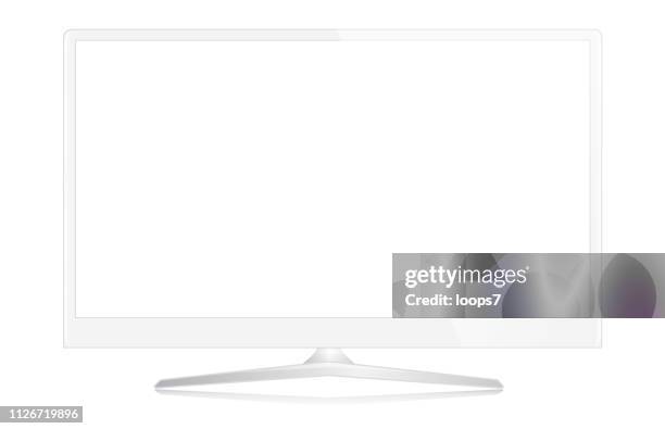 weiße moderne computer-monitor-vektor-illustration - projektionswand stock-grafiken, -clipart, -cartoons und -symbole