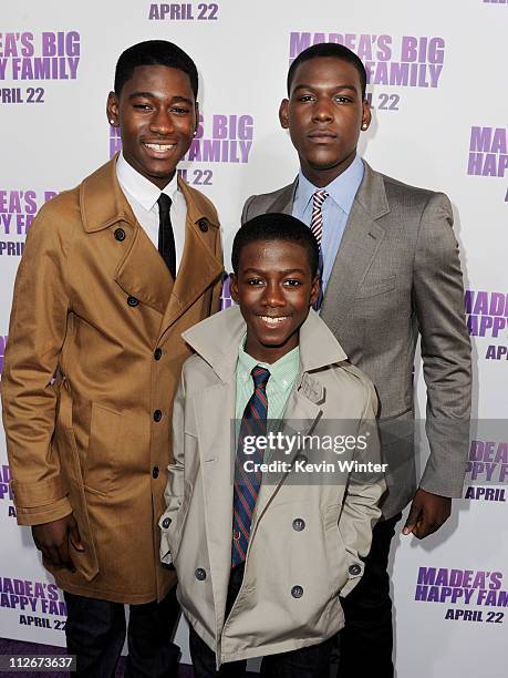 Actors Kwame Boateng, Kwesi Boakye and Kofi Siriboe at a screening of Lionsgate Films' "Tyler Perry's Madea's Big Happy Family" at the Cinerama Dome...