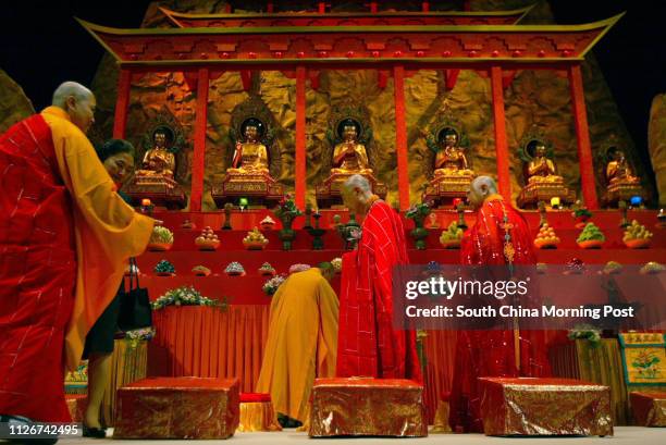 Buddhist monks is holding a ceremony for Buddha's birthday at Hong Kong Coliseum. 08 May 2003