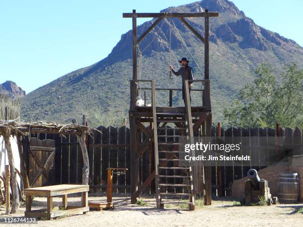 Hangman and gallows at Old Tucson, Arizona on January 24, 2019. (Photo by Jim Steinfeldt/Michael Ochs Archives/Getty Image