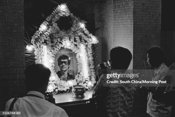 Movie icon Bruce Lee's funeral held in Kowloon in 1973.