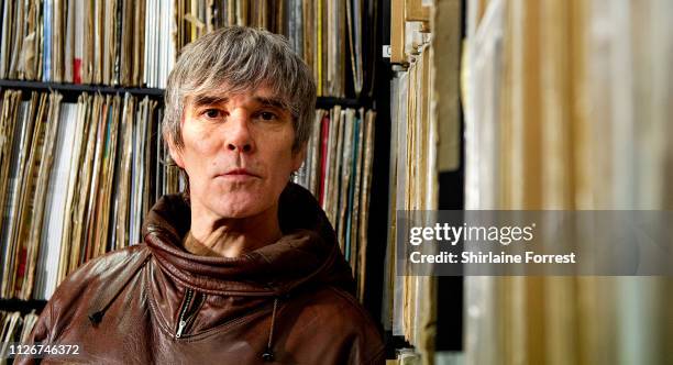 Ian Brown poses backstage before meeting fans during an in-store session to celebrate his new album 'Ripples' at Piccadilly Records on February 01,...
