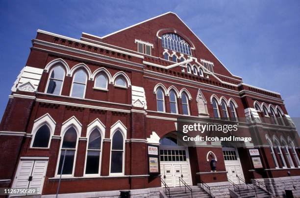 Ryman Auditorium, which is on the National Register of Historic Places and is the former home of the Grand Ole Opry, facing Nashville's Fifth Ave...