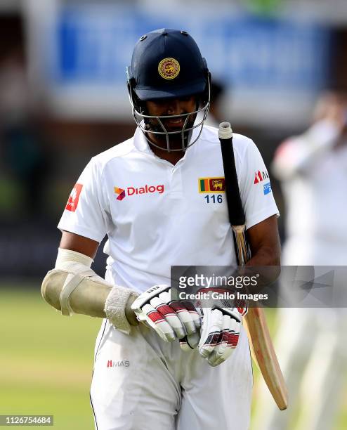 Lahiru Thirimanne of Sri Lanka walks off during day 2 of the 2nd Castle Lager Test match between South Africa and Sri Lanka at St George's Park on...