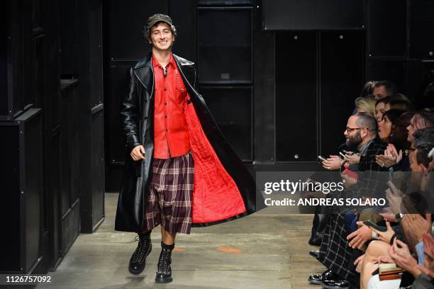 Italian fashion designer Francesco Risso acknowledges applause following the Marni women's Fall/Winter 2019/2020 collection fashion show, on February...