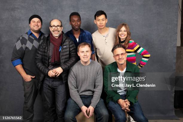 Actors Max Adler, Brian Huskey, Nathan Stewart-Jarrett, Lucas Heyne, David Arquette, Kelly Sry and Tonya Cornelisse, from 'Mope' are photographed for...