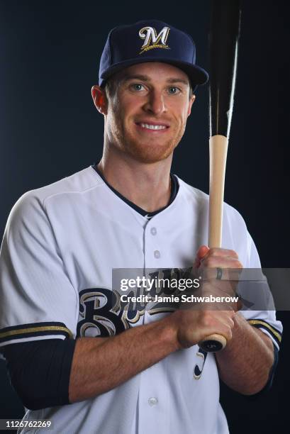 Cory Spangenberg of the Milwaukee Brewers poses during the Brewers Photo Day on February 22, 2019 in Maryvale, Arizona.