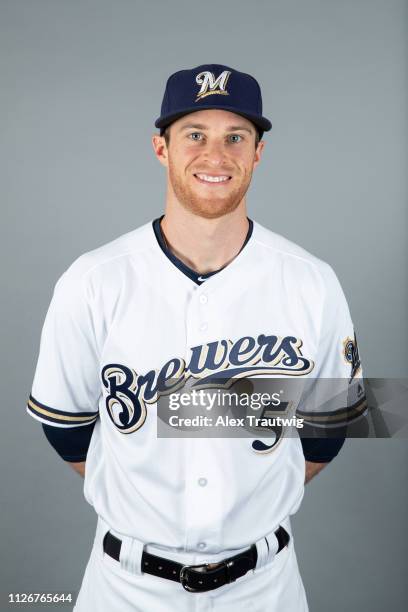 Cory Spangenberg of the Milwaukee Brewers poses during Photo Day on Friday, February 22, 2019 at Maryvale Baseball Park in Phoenix, Arizona.