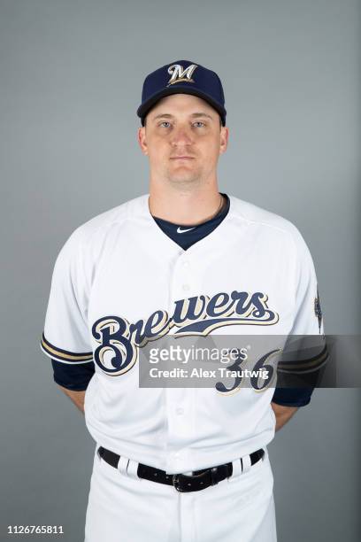Jake Petricka of the Milwaukee Brewers poses during Photo Day on Friday, February 22, 2019 at Maryvale Baseball Park in Phoenix, Arizona.