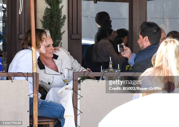 Brigitte Nielsen, her son Raoul Meyer Jr., and her husband, Mattia Dessi are seen on February 22, 2019 in Los Angeles, California.