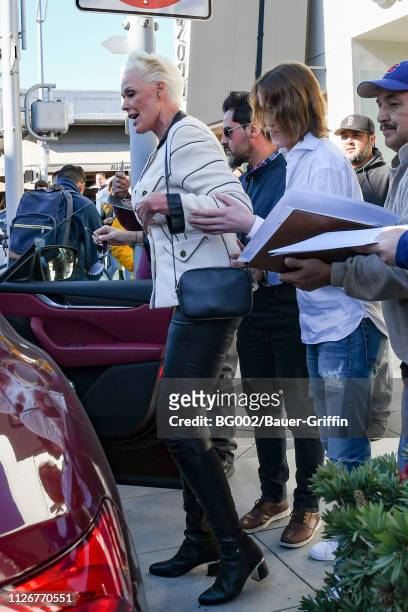 Brigitte Nielsen and her son, Raoul Meyer Jr. Are seen on February 22, 2019 in Los Angeles, California.