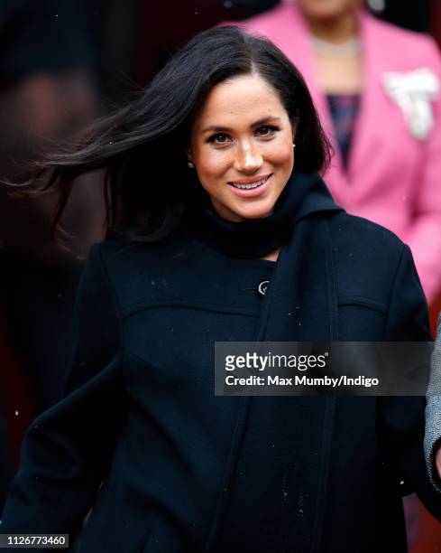 Meghan, Duchess of Sussex departs after visiting the Bristol Old Vic on February 1, 2019 in Bristol, England.