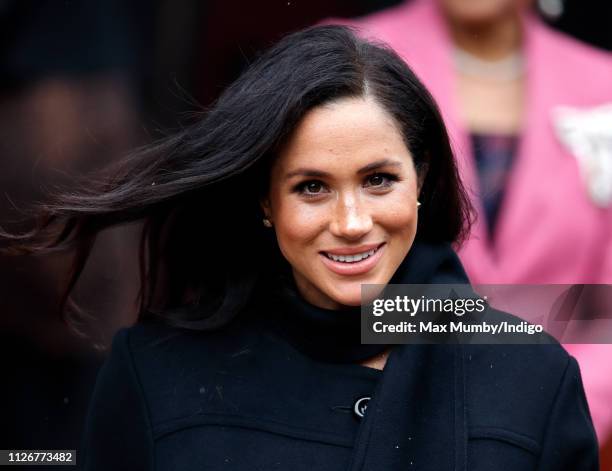 Meghan, Duchess of Sussex departs after visiting the Bristol Old Vic on February 1, 2019 in Bristol, England.