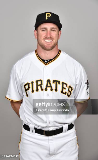 Patrick Kivlehan of the Pittsburgh Pirates poses during Photo Day on Wednesday, February 20, 2019 at LECOM Park in Bradenton, Florida.