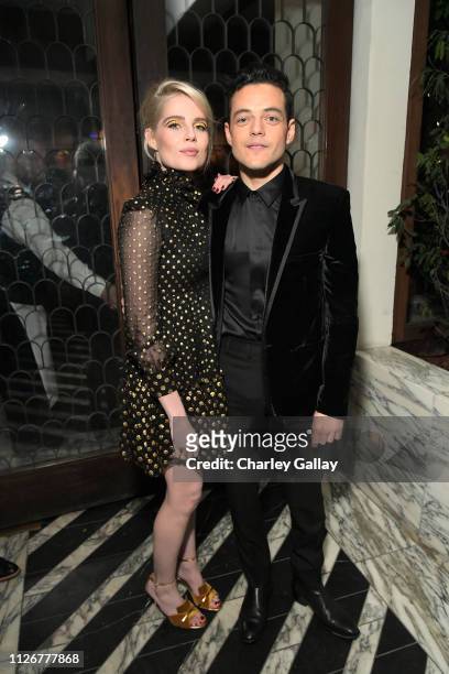 Lucy Boynton and Rami Malek are seen as Vanity Fair and Genesis celebrate the cast of Bohemian Rhapsody on February 22, 2019 in Los Angeles,...