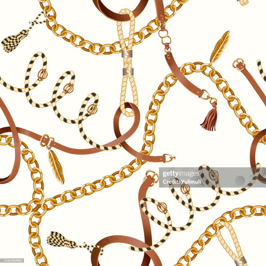 Fabric Chain Pattern Seamless Pattern With Belts Chain And Braid For Fabric Design High-Res ...