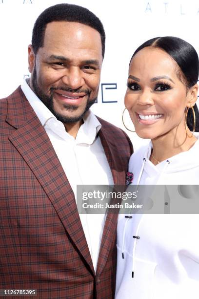 Jerome Bettis and wife Trameka Bettis attend the Off The Field Players' Wives Fashion Show at The Shops at Buckhead Atlanta on February 01, 2019 in...