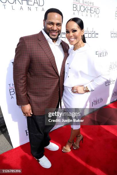 Jerome Bettis and wife Trameka Bettis attend the Off The Field Players' Wives Fashion Show at The Shops at Buckhead Atlanta on February 01, 2019 in...