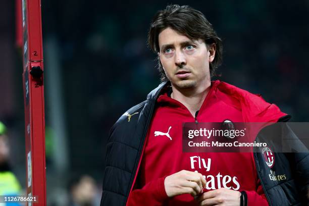 Riccardo Montolivo of Ac Milan looks on before during the Serie A football match between AC Milan and Empoli Fc . Ac Milan wins 3-0 over Empoli Fc.
